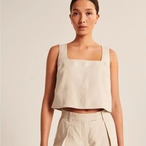 A&F Premium Linen Squareneck Top